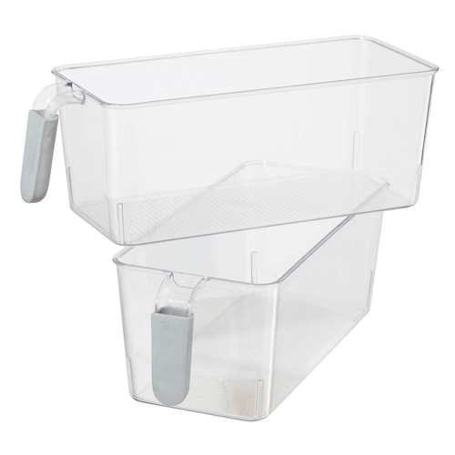 2pc Oggi Cabinet Storage Bins Food Container w/ Grip Handles Medium - Clear