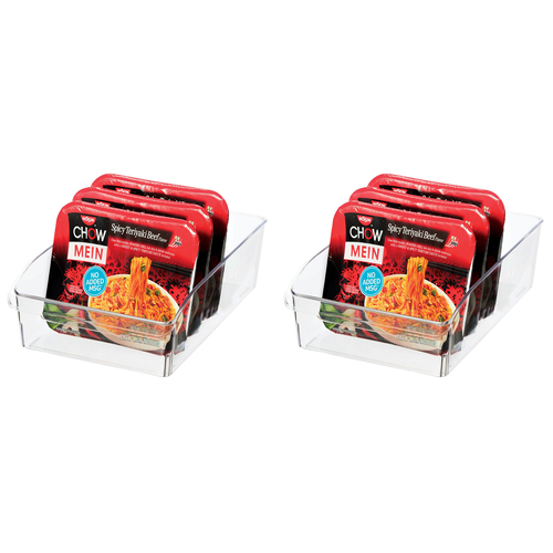 2PK Oggi 36x20cm Fridge Pantry Storage Bin w/ Finger Grip Handle - Clear