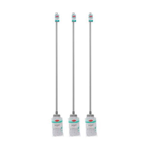 3PK Boxsweden Prime Cotton Mop 1.2M Handle 200GR Head for Cleaning Assorted