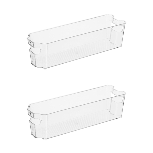 2PK Oggi 33cm Stackable Storage Bin Home Food Organiser w/ Handles - Clear