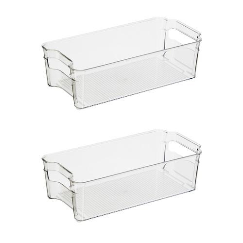 2PK Oggi 21cm Stackable Storage Bin Home Food Organiser w/ Handles - Clear