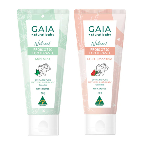 Gaia Natural Baby Mild Mint/Fruit Smoothie Probiotic Toothpaste 6m+