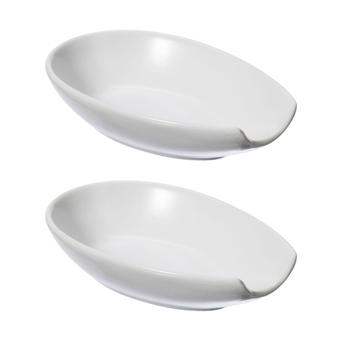 2x Oggi Spooner 13.5cm Ceramic Spoon Rest Utensil Holder - White