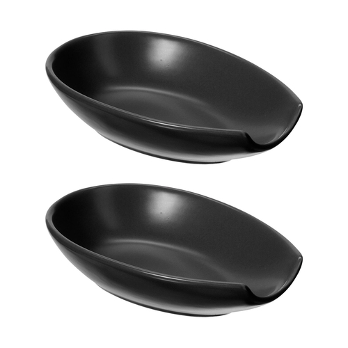 2x Oggi Spooner 13.5cm Ceramic Spoon Rest Utensil Holder - Black