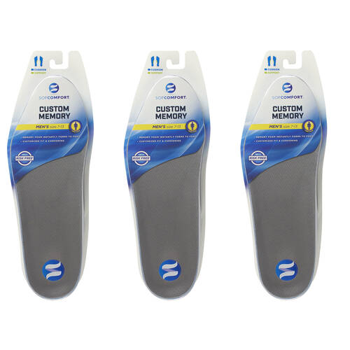 3PK Sof Comfort Memory Trim-to-Fit Custom Insole Shoe Insert Men's US7-13