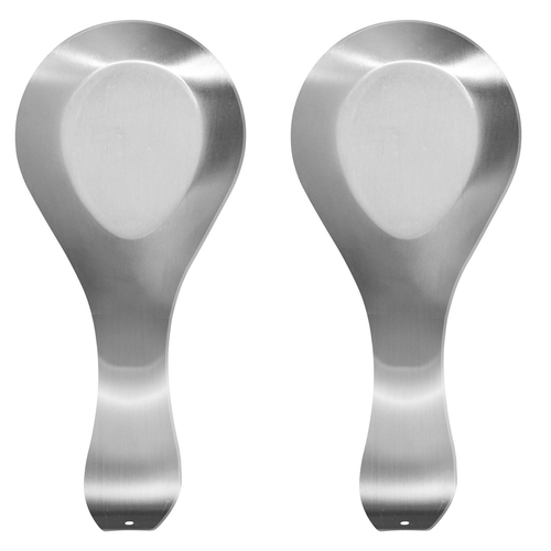 2x Oggi 21.5cm Stainless Steel Spoon Rest Utensil Holder - Silver