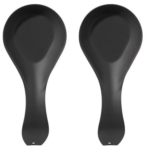 2x Oggi 21.5cm Stainless Steel Spoon Rest Utensil Holder - Black