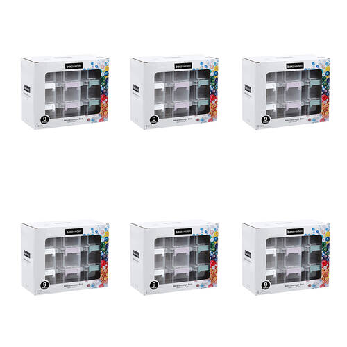 6x 9pc Boxsweden Mini Storage Stackable Organiser Box 330ml 27x22x13cm