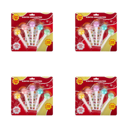 4PK Chupa Chups Colourful Candy Scented Highlighter Set Kids School Supply