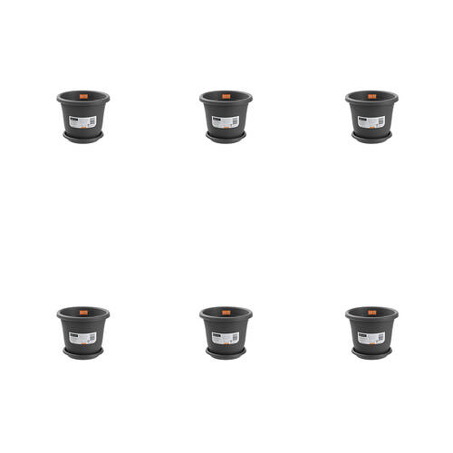 6PK Boxsweden Plastic Planter Pot 24cm w/ Saucer 24.5x24.5x20.5cm Assorted