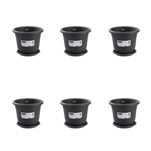 6PK Boxsweden Classic Plastic Planter Pot 39cm w/ Saucer 39x39x32.5cm Assorted