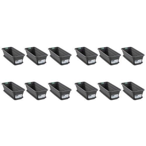 12PK Boxsweden Classic Plastic Planter Rect 44cm w/ Saucer 44x18.5x13.5cm Assorted