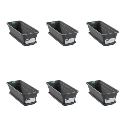 6PK Boxsweden Classic Plastic Planter Rect 44cm w/ Saucer 44x18.5x13.5cm Assorted