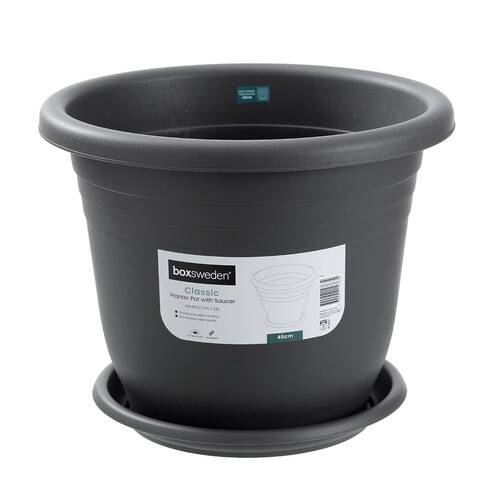 Boxsweden Classic Plastic Planter Pot 46cm w/ Saucer 46x46x37cm Assorted