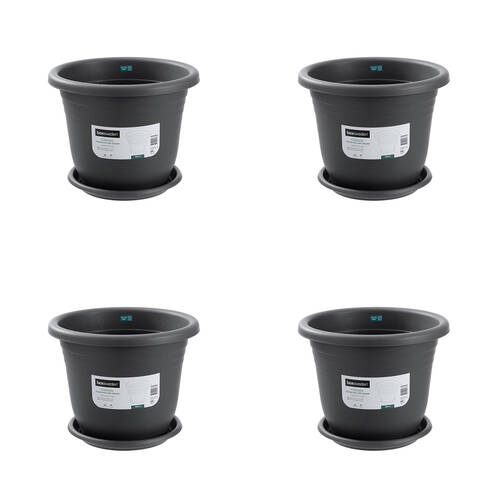 4PK Boxsweden Classic Plastic Planter Pot 46cm w/ Saucer Assorted 46x46x37cm
