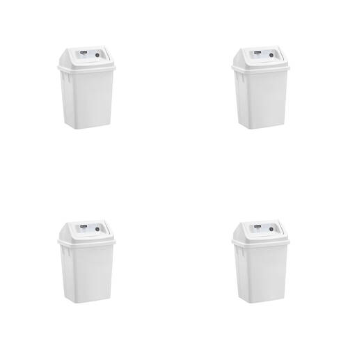 4PK Boxsweden Indoor Swing Waste Disposal Bin Portable 10L 24x20x37.5cm White
