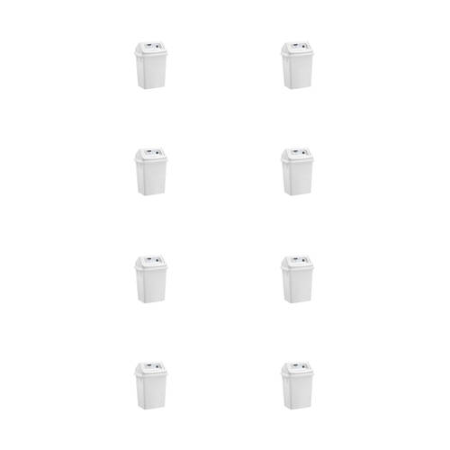 8PK Boxsweden Indoor Swing Waste Disposal Bin Portable 10L 24x20x37.5cm White