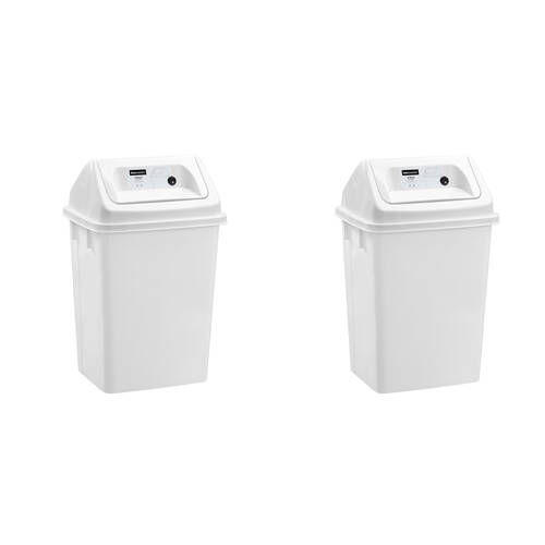 2PK Boxsweden Indoor Swing Waste Disposal Bin Portable 20L 31x25.5x47.5cm White