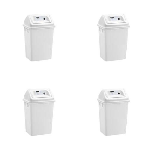 4PK Boxsweden Indoor Swing Waste Disposal Bin Portable 20L 31x25.5x47.5cm White