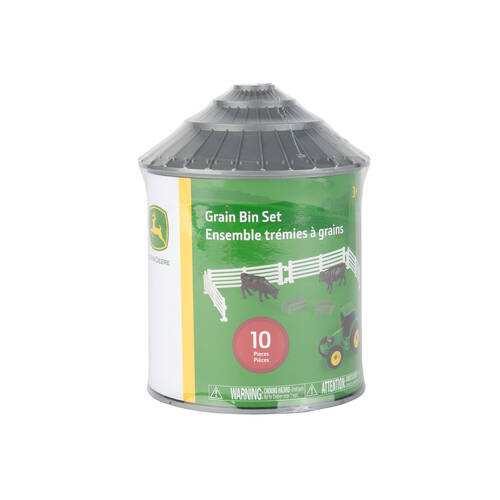 10pc John Deere 1:64 Farm Animals Play Set w/ Mini Grain Bin Kids Toy 3y+