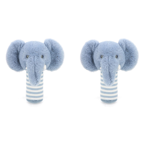 2PK Keeleco Baby 14cm Elephant Stick Rattle Soft Animal Plush Kids Toy - Blue