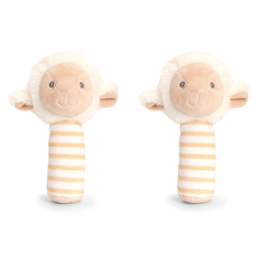 2PK Keeleco Baby Lamb StickRattle Plush Toy 14cm - Beige 3+