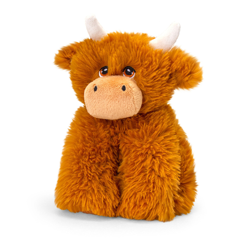 Keeleco Highland Cow Soft Animal Plush Kids Toy 25cm - Brown 3+