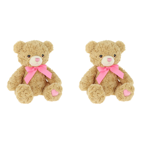 2PK Keeleco Bramble w/ Pink Ribbon Soft Stuffed Plush Kids Toy 25cm - Brown 3+