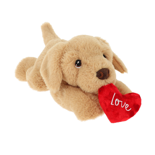 Keeleco Labrador Valentine Soft Stuffed Plush Kids Toy 30cm - Brown 3+