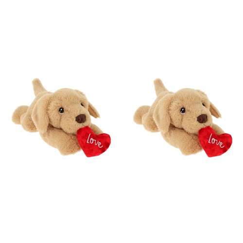 2PK Keeleco Labrador Valentine Soft Stuffed Plush Kids Toy 30cm - Brown 3+