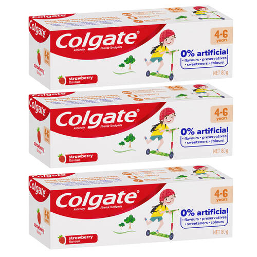 3PK Colgate 80g Anticavity Fluoride Kids 4-6 Years Toothpaste - Strawberry