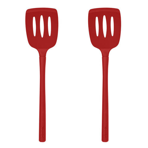 2PK Tovolo Flex-Core All Silicone Slotted Turner Cooking Utensil - Cayenne
