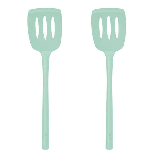 2PK Tovolo Flex-Core All Silicone Slotted Turner Cooking Utensil - Light Aqua