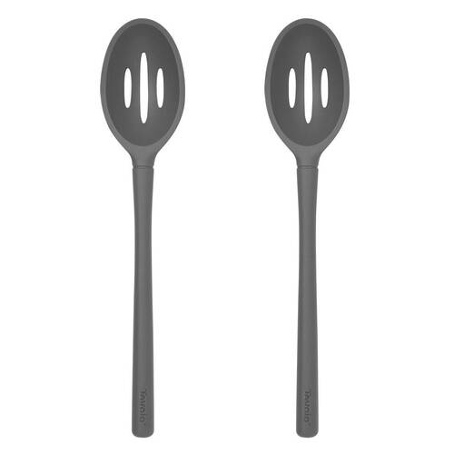 2PK Tovolo Flex-Core All Silicone Slotted Deep Spoon Cooking Utensil - Charcoal