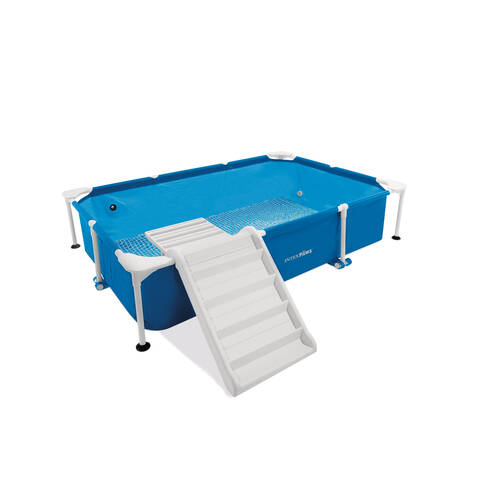 Intex Rectangle Pet Pool w/Ramp Filter Pump Drainage Valve & Cover 229x152x46cm