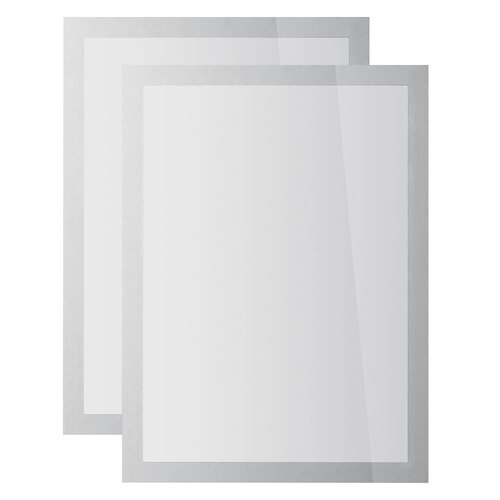 2PK Durable Duraframe Sun Static Cling A4 Document Holder - Silver