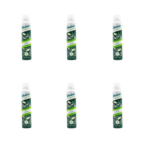 6PK Batiste Naturally Dry Shampoo 200ml Coconut Milk & Hemp Seed Oil
