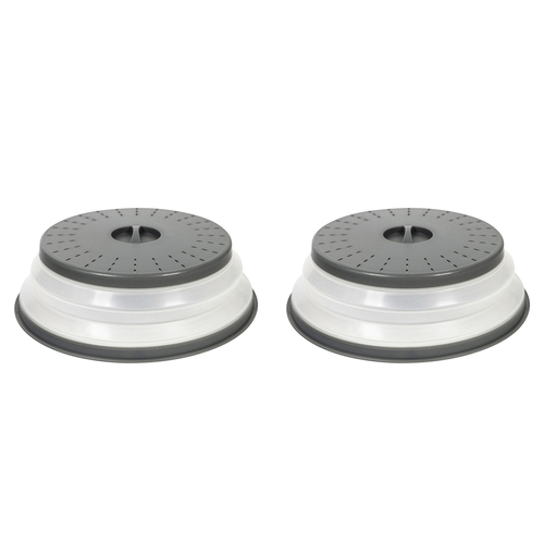 2PK Tovolo Microwave Collapsible Food Cover Round - Charcoal