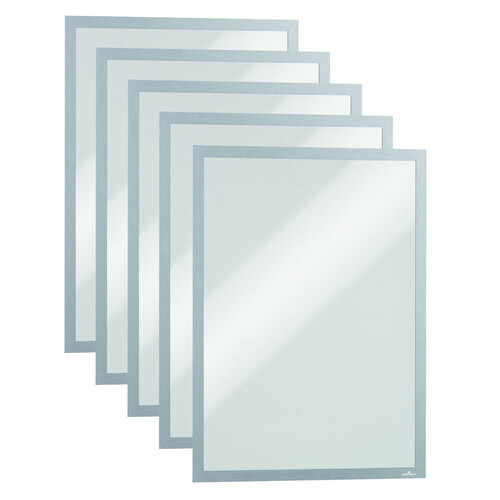 5pc Durable Duraframe Magnetic Sign Holder A3 - Silver