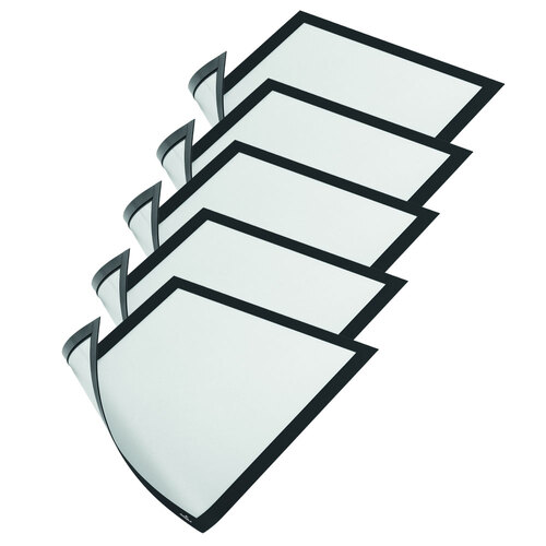 5pc Durable Duraframe Magnetic Sign Holder A4 - Black