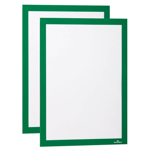 2PK Durable Duraframe Self-Adhesive Sign A4 Document Holder - Green
