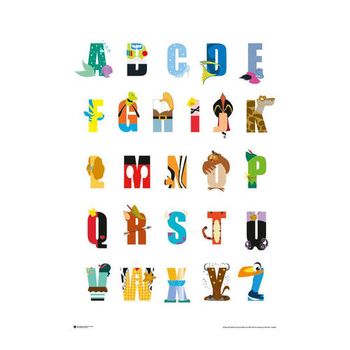 Disney Animation Alphabet Mania Poster 91.5x61cm Room Decor