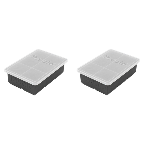 2PK Tovolo Silicone King Cube Ice Tray w/ Lid - Charcoal