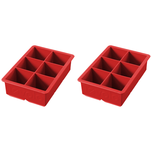 2PK Tovolo Silicone King Cube Ice Tray Cubes - Apple Red