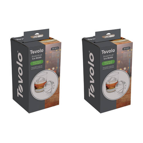 2x 2pc Tovolo Sports Range Durable Novelty Freezer Ice Mould Set Basketball