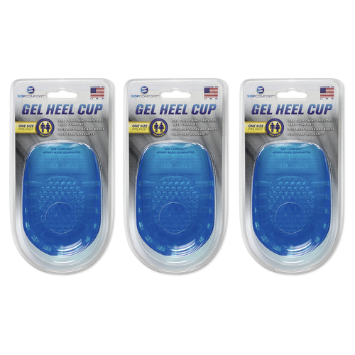 3x Soft Comfort Gel Heel Cup/Cushion Insoles Shoes/Boots Pads One Size