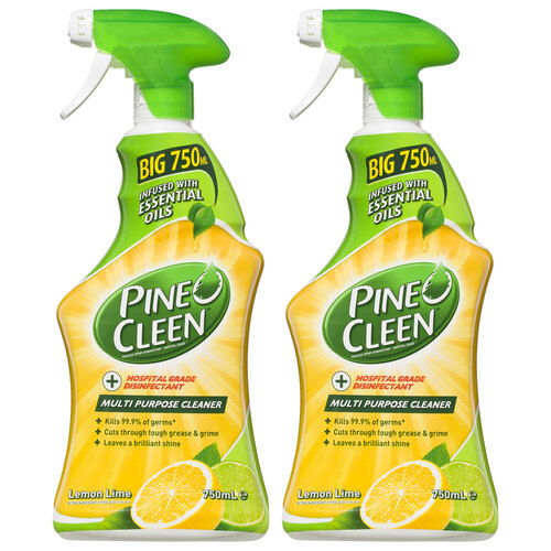 2x Pine O Cleen Lemon Lime 750mL - Multi Purpose Cleaning Spray