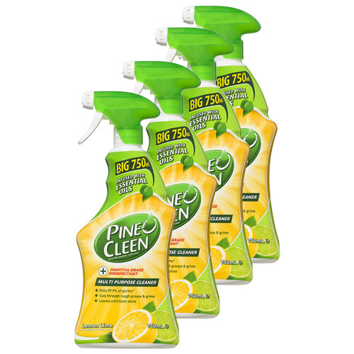 4x Pine O Cleen Lemon Lime 750mL - Multi Purpose Cleaning Spray