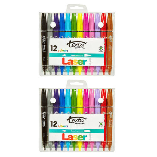 2PK 12pc Texta Laser Colouring Markers