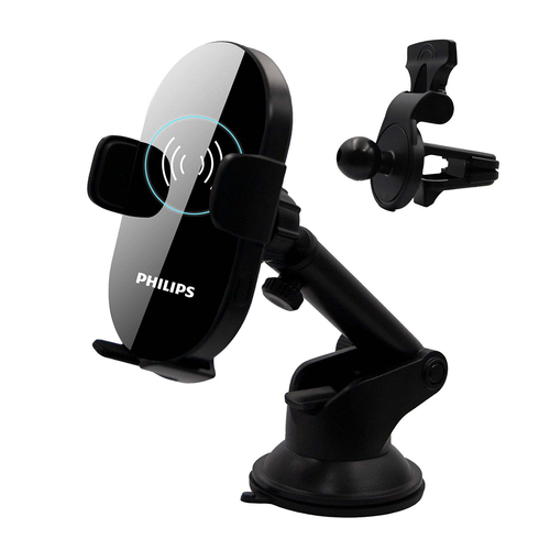 Philips 15W Qi Wireless Fast-Charging Car Mount - Black
